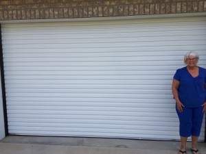 White steel roll up garage door